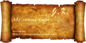 Jánossy Kada névjegykártya
